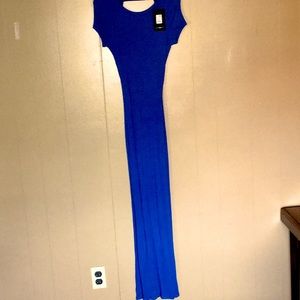 Blue Ribbed Maxi Dress